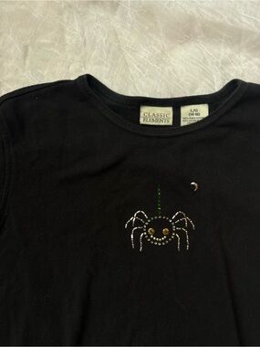 Classic Elements Black Girls' Rhinestone Spider Sweatshirt